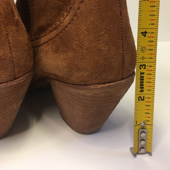 Sam Edelman Louie Western Boot Caramel Brown Suede Fringe US Size 9.5 Block Heel - Picture 17 of 17